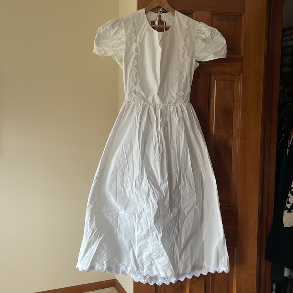 NWT Naya Rea Simona White cotton midi dress - 12 UK/ Sz Medium /Large - Picture 6 of 14